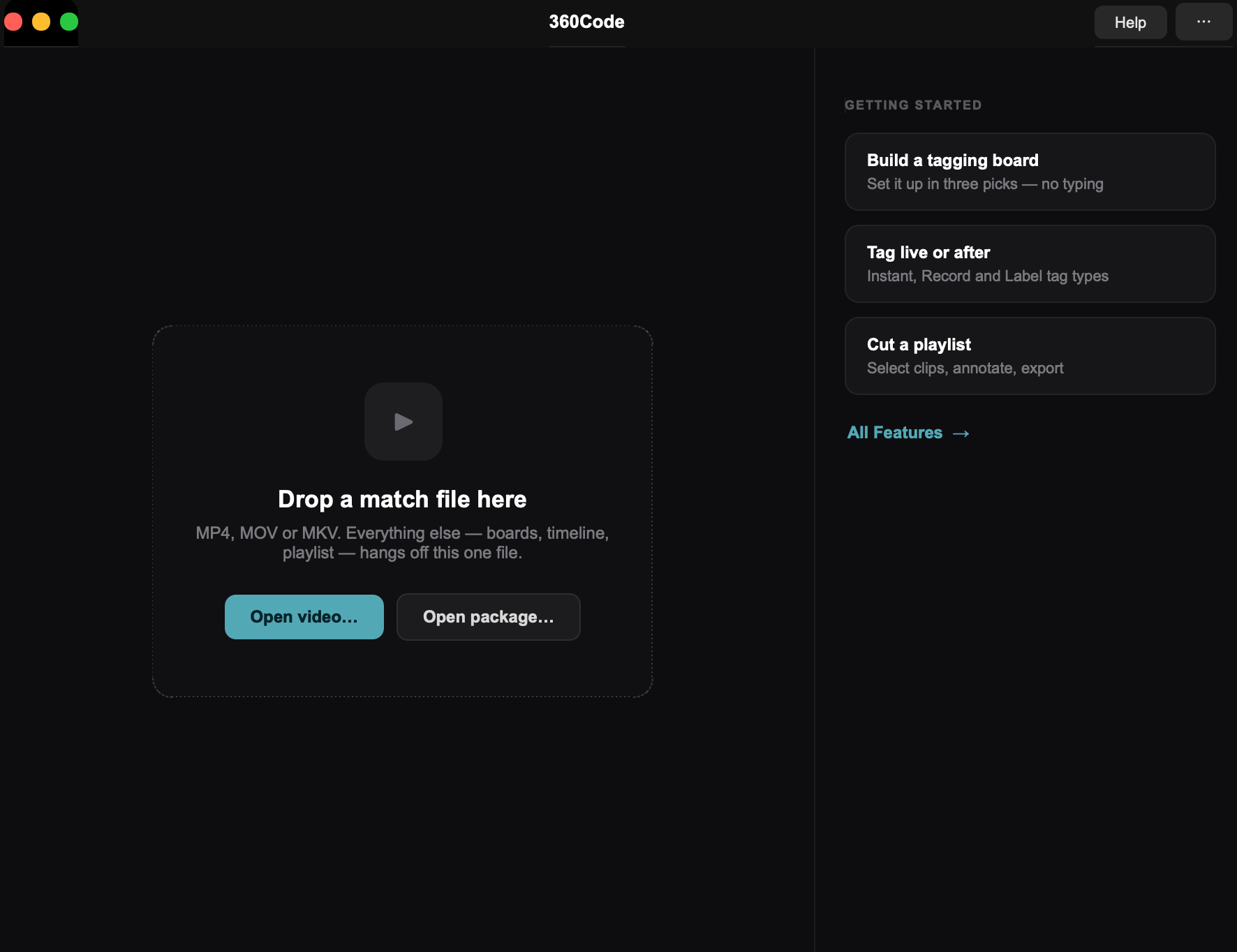 The 360Code video player with a match file loaded