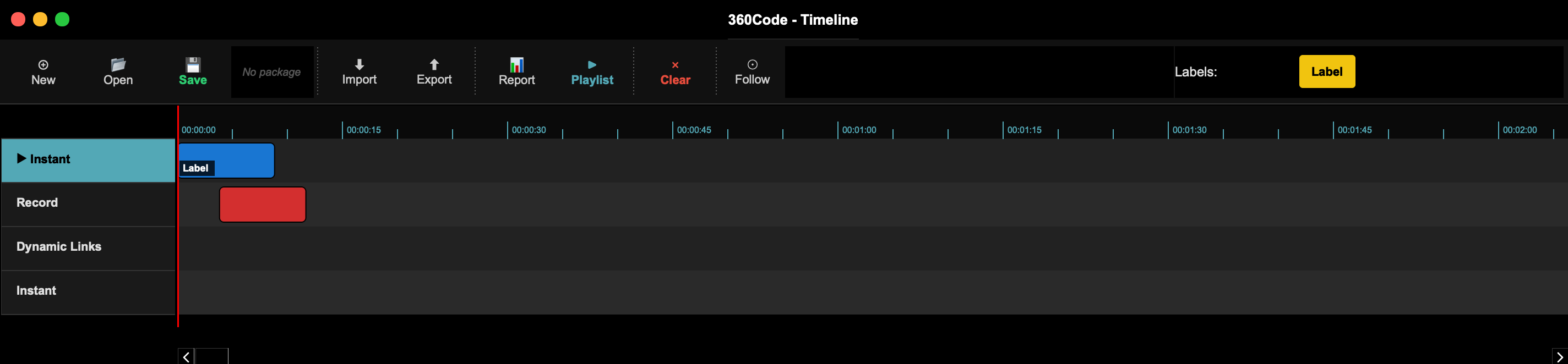 360Code multi-track timeline view