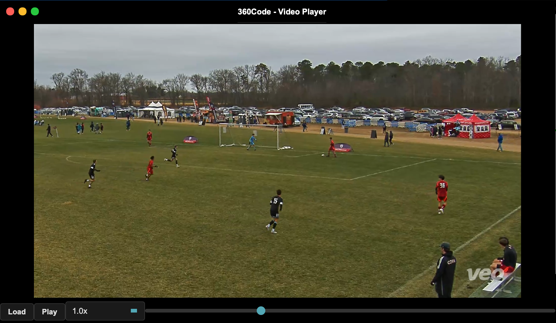 360Code video player with game footage